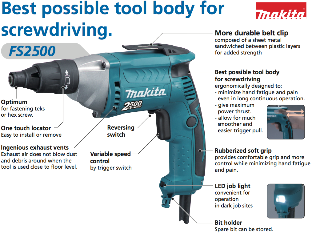 MAKITA FS2500 1/4" SCREWDRIVER